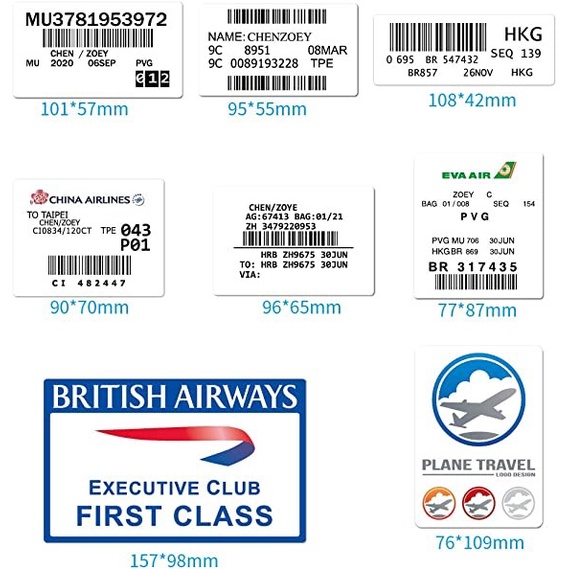 Boarding Pass PVC Sticker (10pcs)