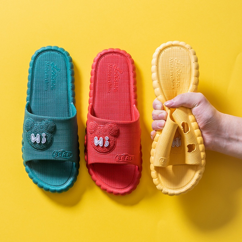 FY Sandal Slop Jelly Karet Couple Pria / Wanita Motif Hi-BEAR Timbul Simple Trendy