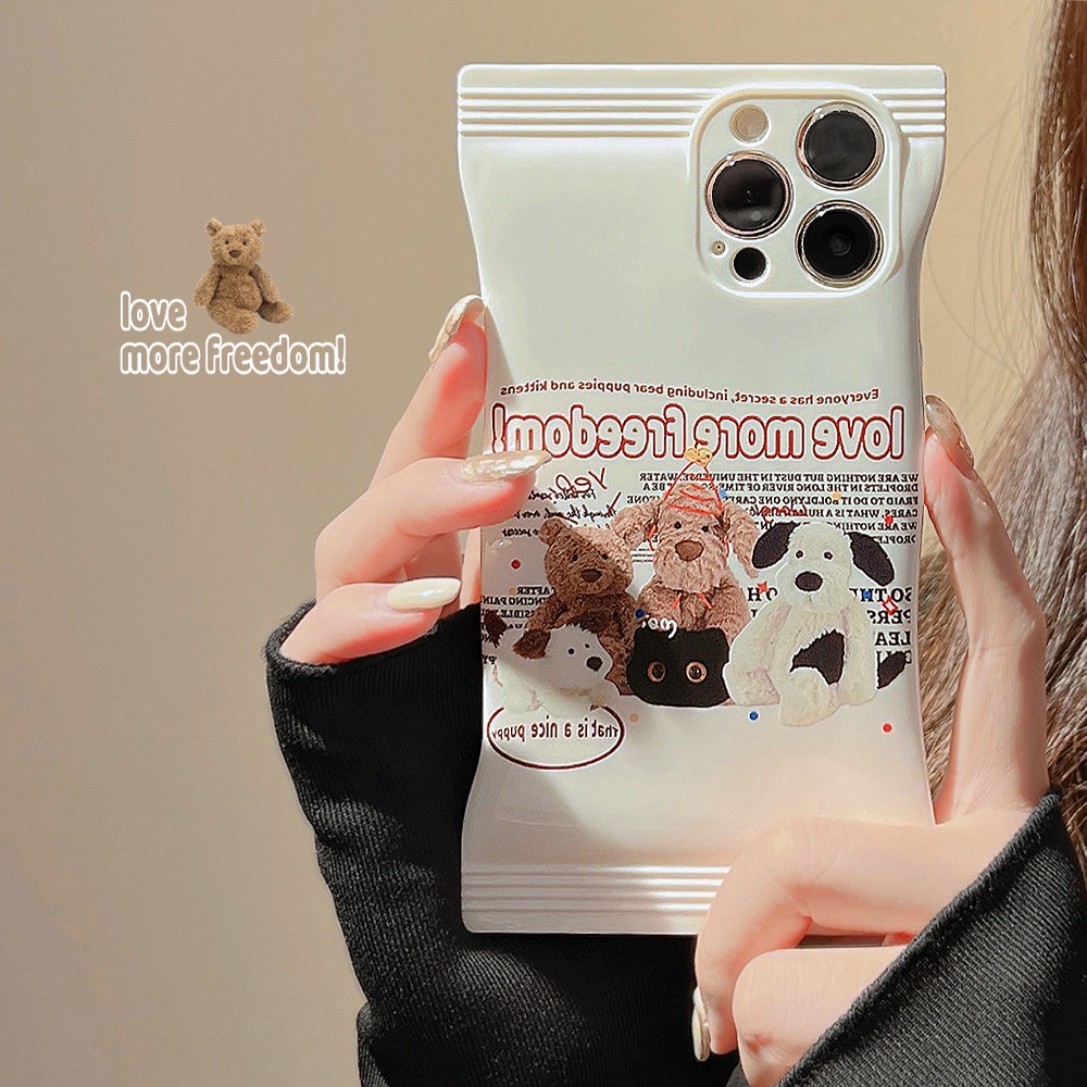 Ins Soft Case Silikon Transparan Motif Kartun Beruang / Anjing Untuk Iphone 14 11 12 13 PRO MAX