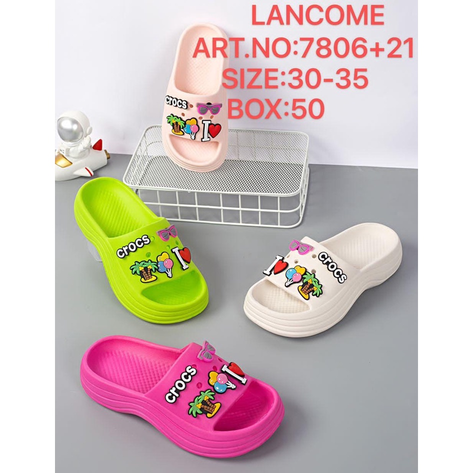 SANDAL ANAK  FUJI JIBBITZ VIRAL EVA SENDAL SLOP ANAK PEREMPUAN 7806+29(30-35)SANDAL ANAK LANCOME TERLARISS/sandal anak terlaris 2022/sandal viral/sandal import