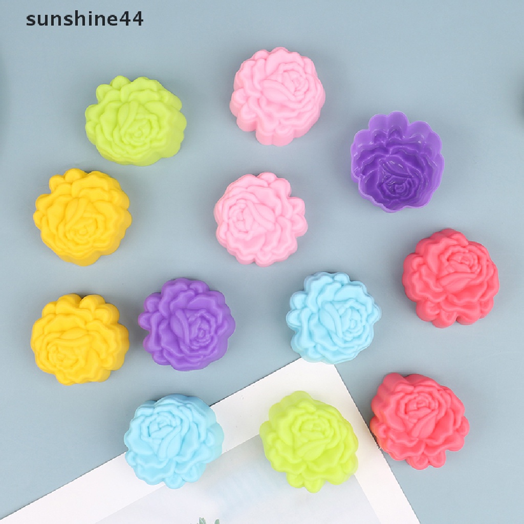 Sunshine 12Pcs Cetakan Jelly / Puding Bentuk Bunga Mawar Bahan Silikon Ukuran 5cm