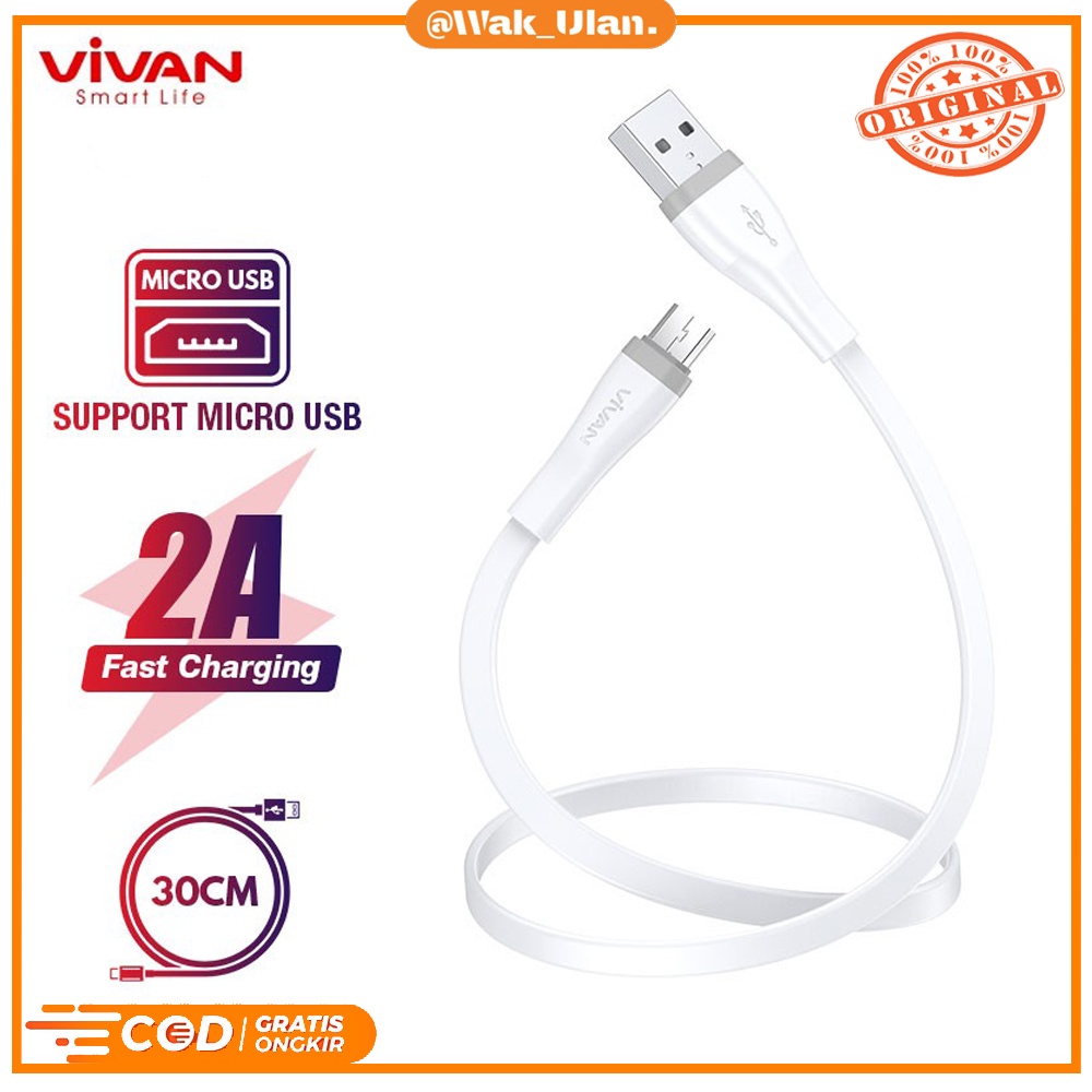 Cable kabel wired data Vivan SM30 SM-30 SM 30 micro usb port for Android 30cm samsung vivo xiaomi realme huawei