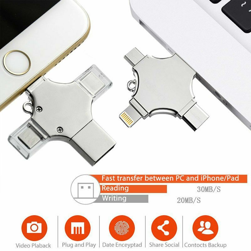 Flash drive 4in1 usb Tipe c otg 32gb 64gb 128gb 256gb 512gb 1tb Multifungsi