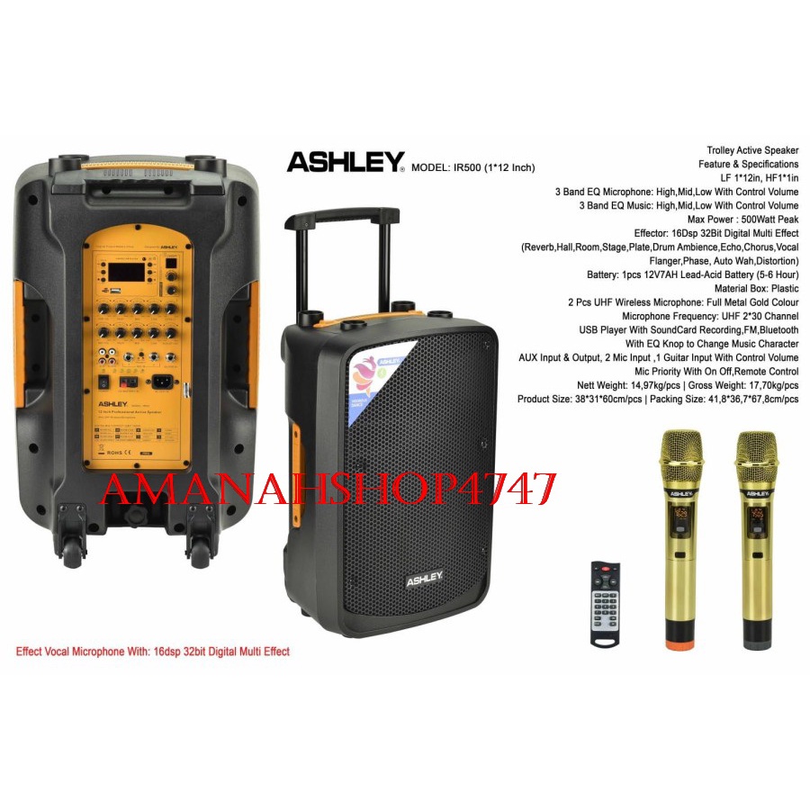 SPEAKER PORTABLE WIRELESS MEETING 12 INCH ASHLEY IR500 ASHLEY IR 500 ORIGINAL ASHLEY IR500 12 INCH