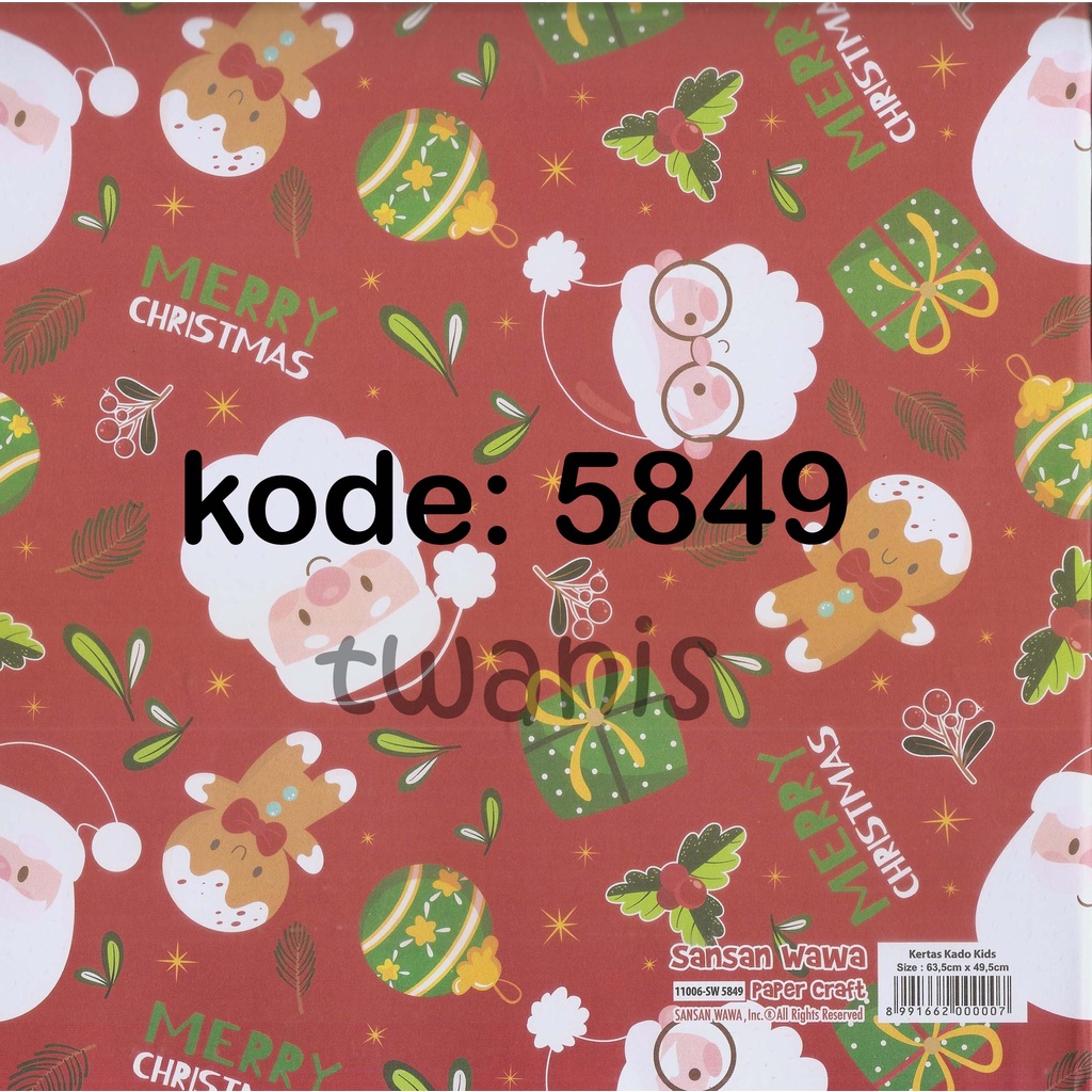 

Kertas Kado Natal SANWA kode 5849 isi 25 lembar bisa campur motif lain