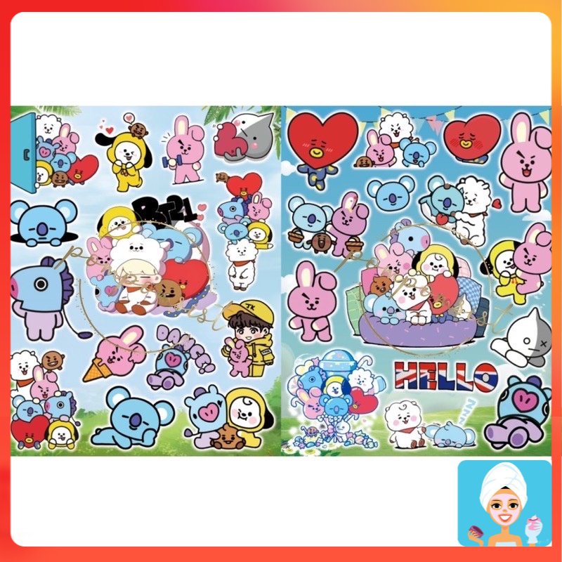 [ML] STICKER BTS BT21 LEBAR KPOP KOREA STIKER TEMPELAN DINDING KARAKTER ARMY BANGTAN BOYS LUCU