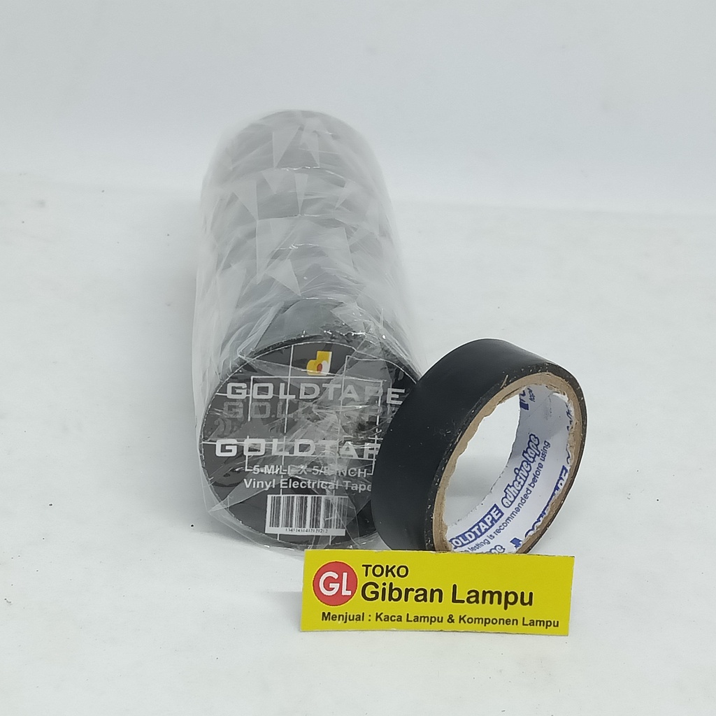 Isolasi Gold Tape Hitam Kecil - Gold Tape Vinyl Electrical Tape 5 Mill 5/8 Inch - Solasi Solatip Kabel Hitam Listrik