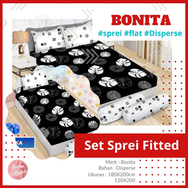 RC Bonita Sprei Bonita Dispers Ukuran 180x200 / 120x200 Minimalis Bunga Harmoni Tulip pink Marissa Red rose Marissa Paris Venetta Juwita Rosabella