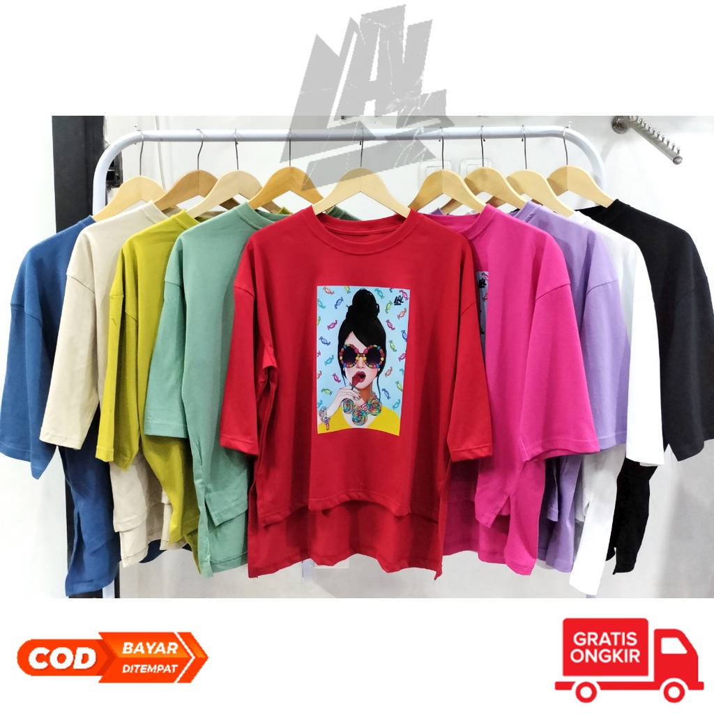 KAOS OVERSIZED COTTON COMBED 24S VIRAL HIJAB WANITA PENGUIN PRINTING DTF PREMIUM SABLON GAMBAR PINGUIN SIKU ATASAN BAJU KEKINIAN