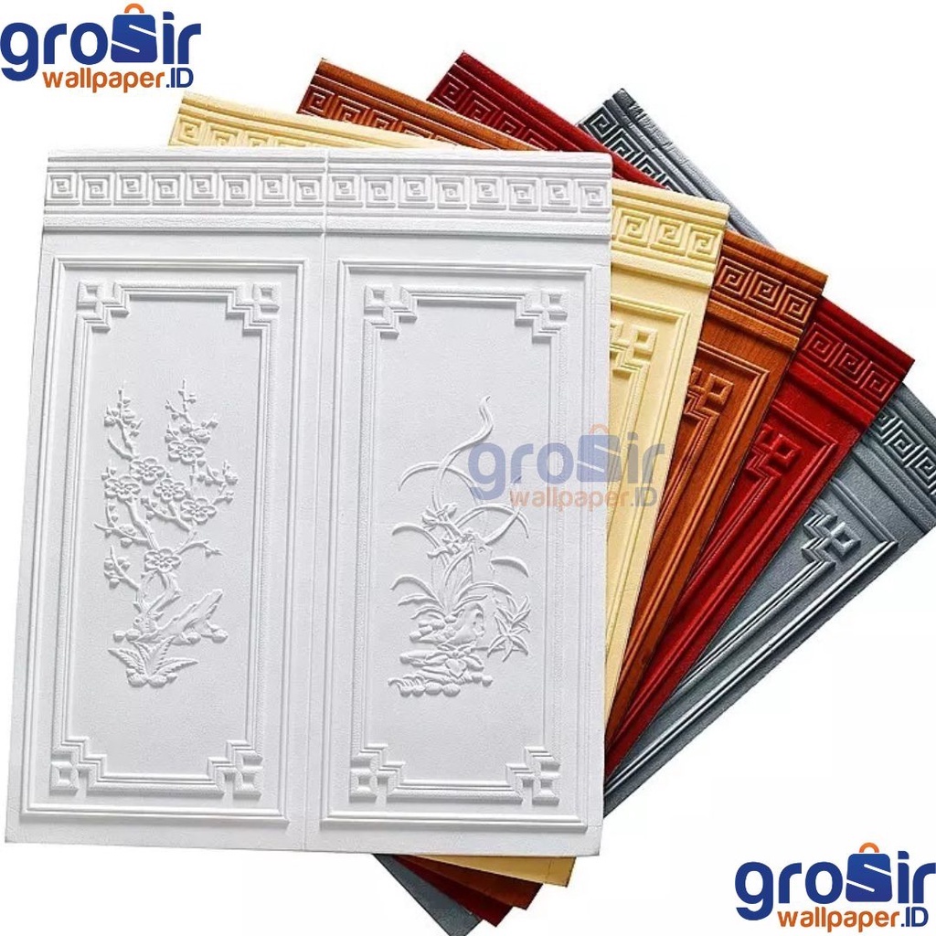 (COD) Wallfoam Dinding Ruang Tamu Wallsticker Motif Pintu Aesthetic 3D Emboss Premium High Quality Termurah