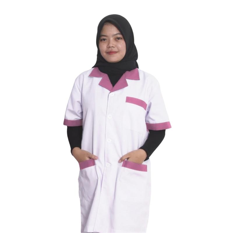 Jas Laboratorium Kombinasi Seragam Lab Baju Praktek Klinik Pria Wanita Lengan Pendek dan Panjang RJLINEN