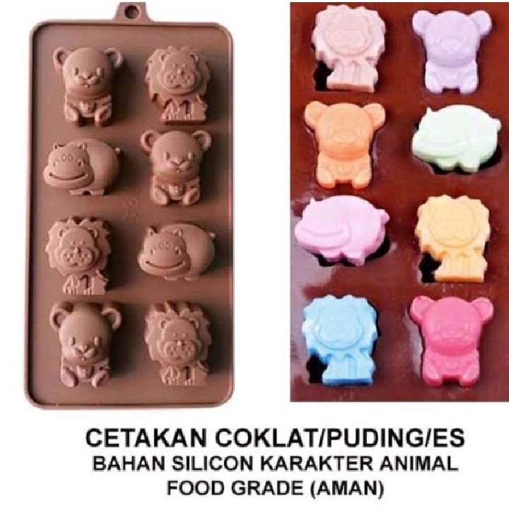 Cetakan Kue Coklat Silikon 3 Bentuk Hewan Lucu Cetakan Coklat Es Puding Silikon 8 Lubang Cetakan Fondant Jelly