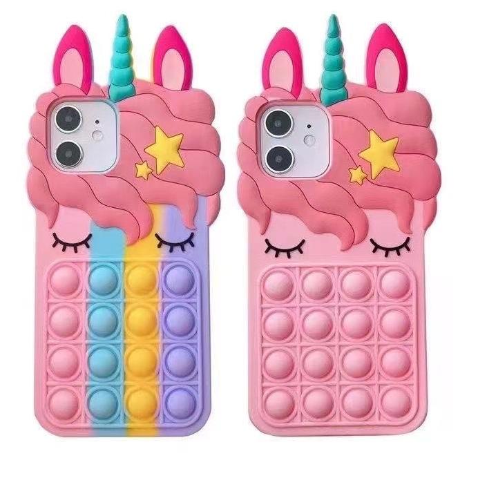 Oke Price.. Pop it Vivo Y15s Y91c Y17 Y12 Y15 Y91 Y93 Y95  Case 3D Karakter Unicorn Kuda Poni Soft C