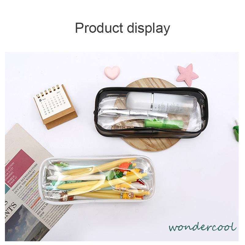 Decompression Primary Middle School Students Competition Rotating Pen Can Write Student Rotating PenTransparent PVC Student Stationery Zipper Pen Bag Travel Portable Toiletry Makeup Storage Bag-Won