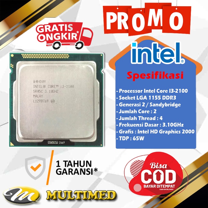 Processor Intel Core i3 2100 / i3 2120 Untuk Socket 1155 Generasi  / SandyBridge