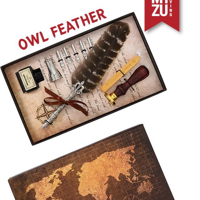

Obral Hemat MIZU HANEPEN WAX SEAL Calligraphy Set Feather Quill Dip Pen Bulu 6 Nibs Ink Tinta Lilin Stempel