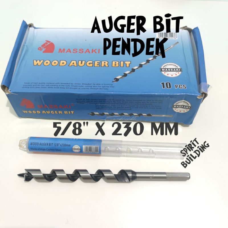 MATA BOR AUGER BIT 5/8" X 230 MM PENDEK MASSAKI MATA BOR KAYU 16 MM WOOD AUGER BIT