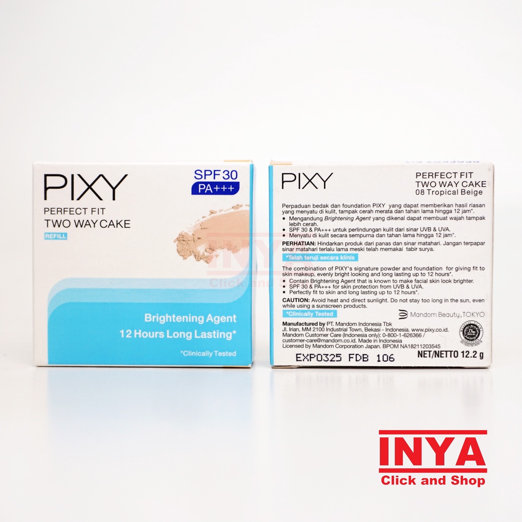 PIXY TWO WAY CAKE PERFECT FIT REFILL 08 TROPICAL BEIGE 12.2gr - Bedak Padat - Compact Powder