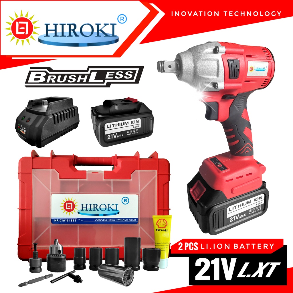 HIROKI Bor Cordless Impact Wrench as 330Nm 21 volt L.XT kunci roda obeng baterai screwdriver Multi f