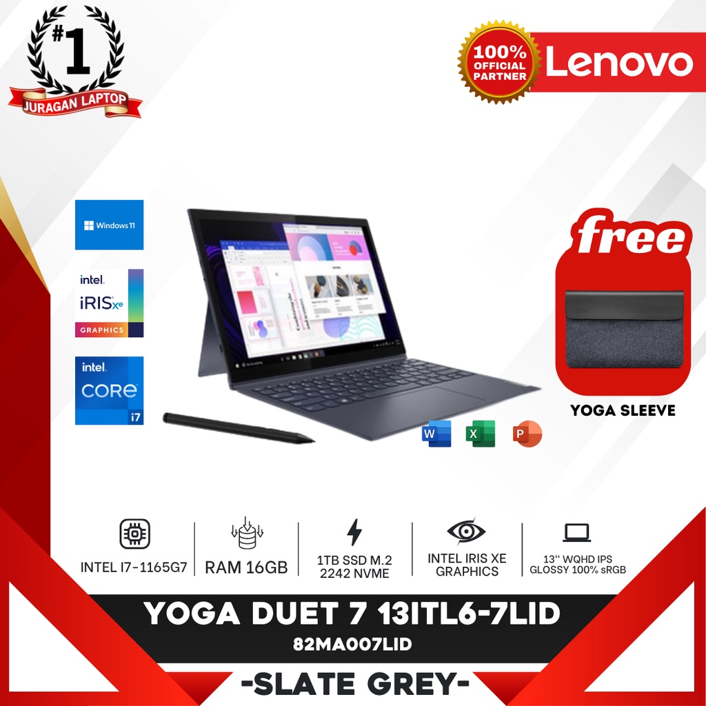 LAPTOP LENOVO YOGA DUET 7 13ITL6-7LID I7-1165G7 16GB 1TB IrisXE W11+OHS