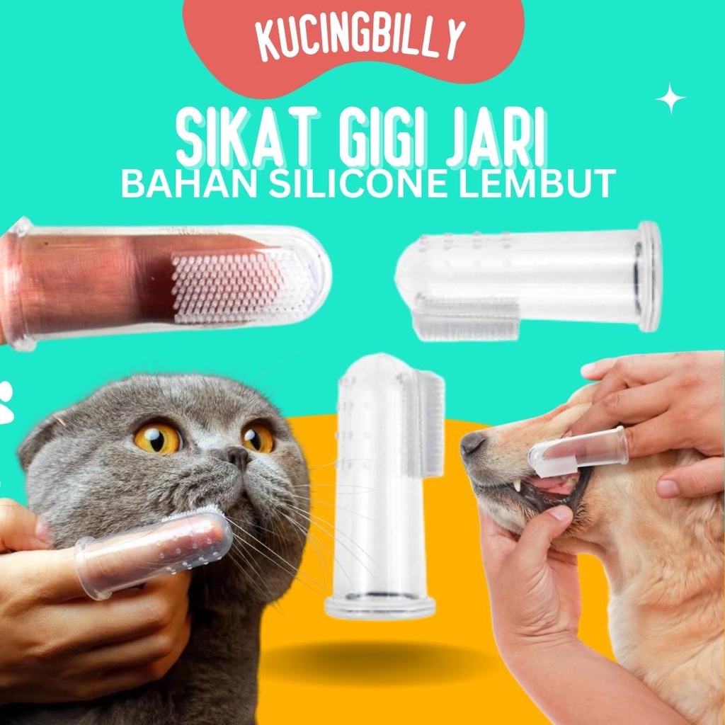 Sikat gigi jari transparan kucing anjing