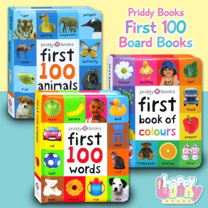First 100 Words & Early Learning Books - Words / Colours / Animals Buku Import