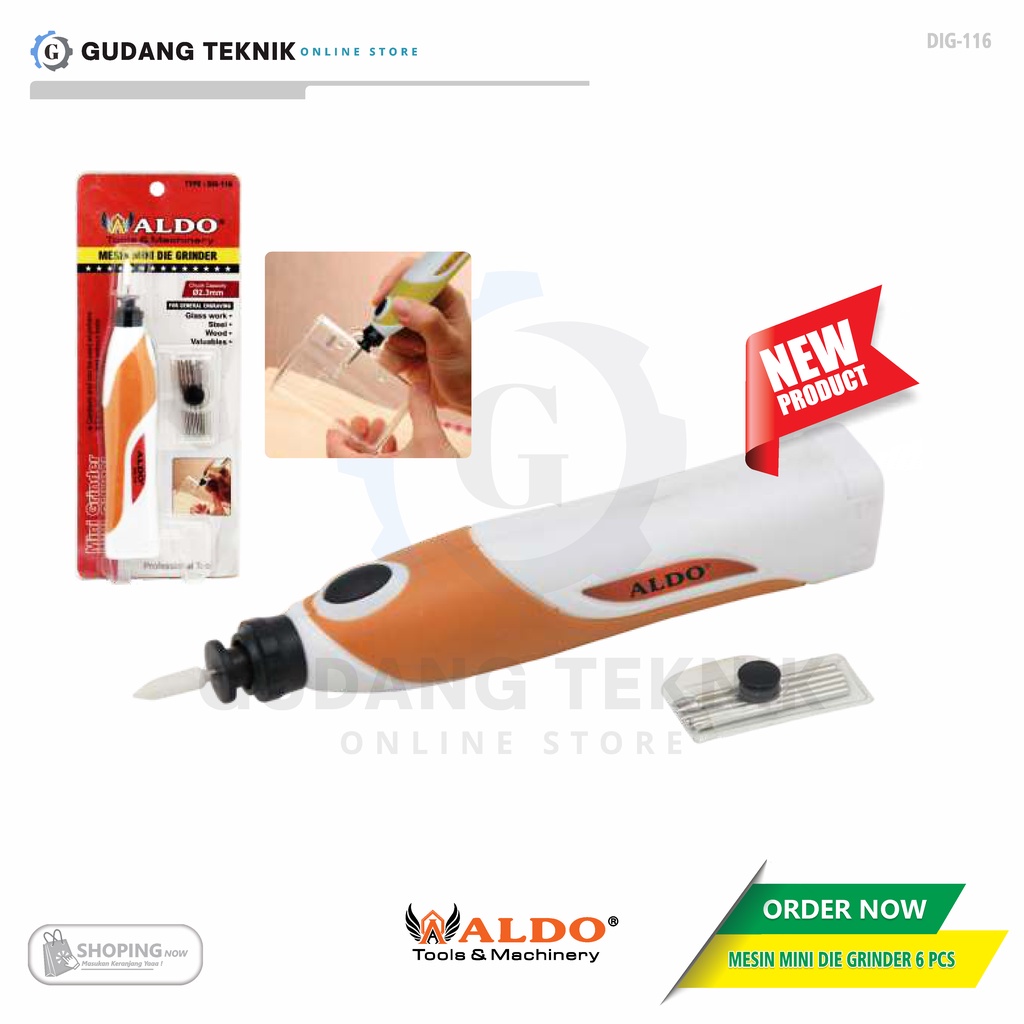 Cordless Gerinda Mini 3V ALDO DIG-116 / Mini Grinder Bor Cun ALDO DIG116 - Die Grinder Mini Tanpa Kabel ALDO DIG 116