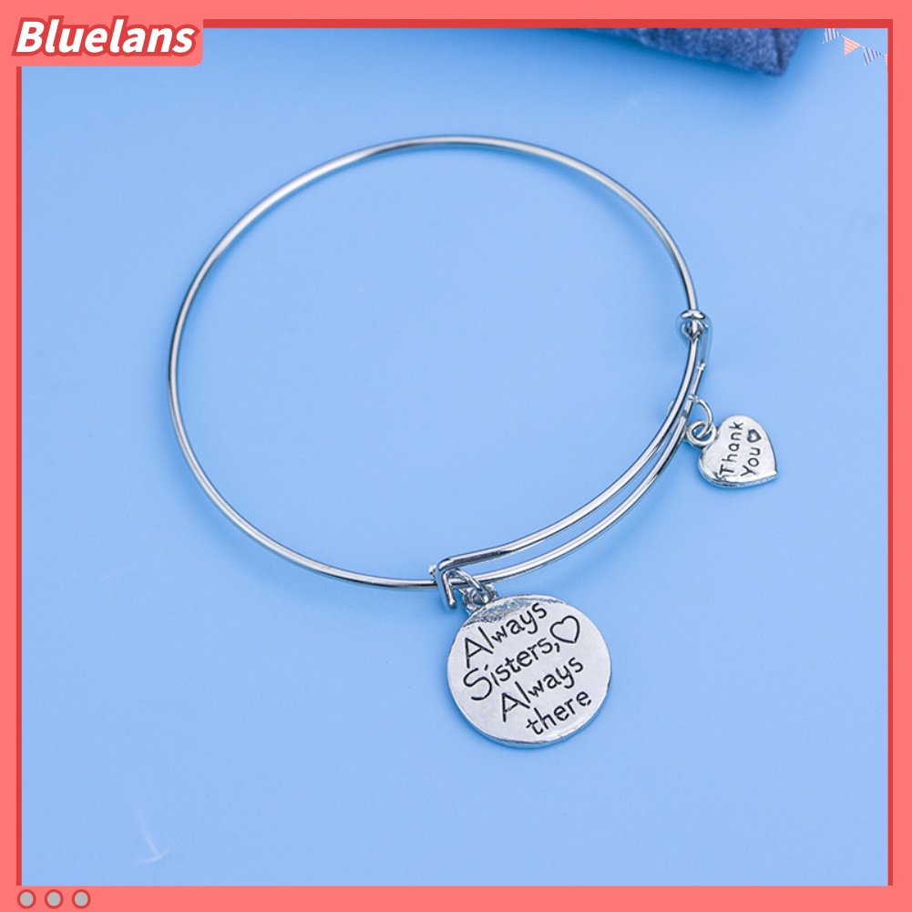 Bluelans Always Sister Always There Letter Friendship Bracelet Expandable Bangle Jewelry