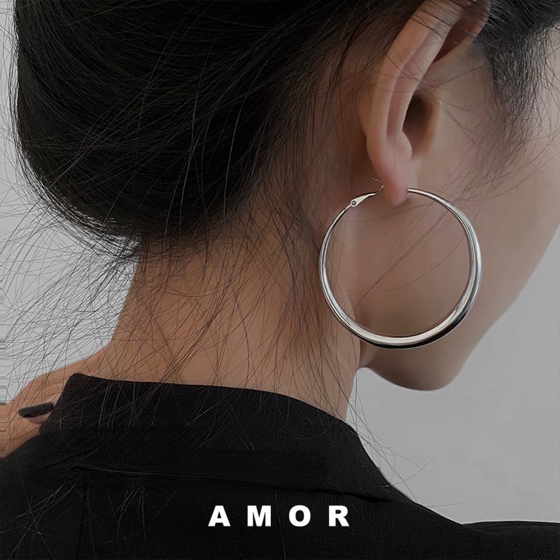 Anting 925s Bentuk Lingkaran Besar Gaya Eropa Dan Amerika Untuk Wanita