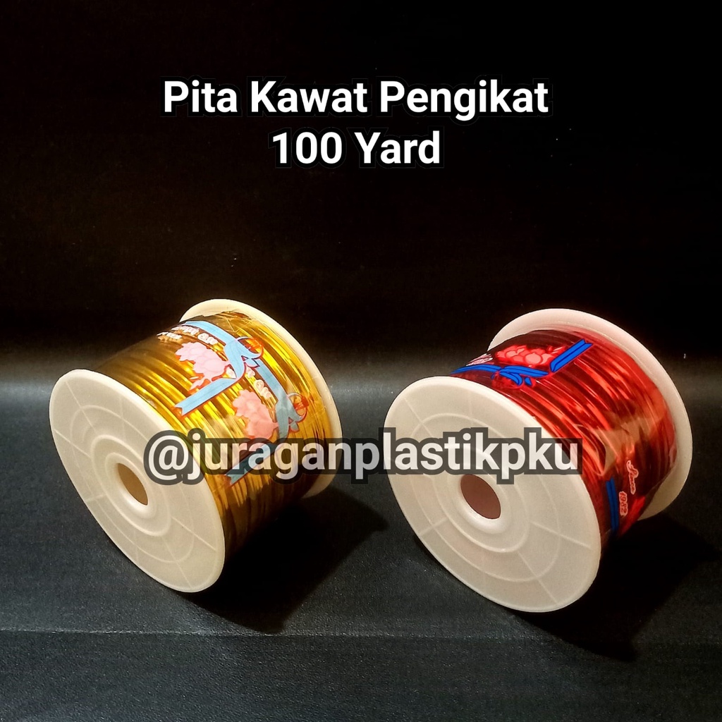 

Pita Kawat Roll | Kawat Bingkisan / Souvenir / Kemasan Roti Cake Kue 100 yard Warna Gold Emas Merah