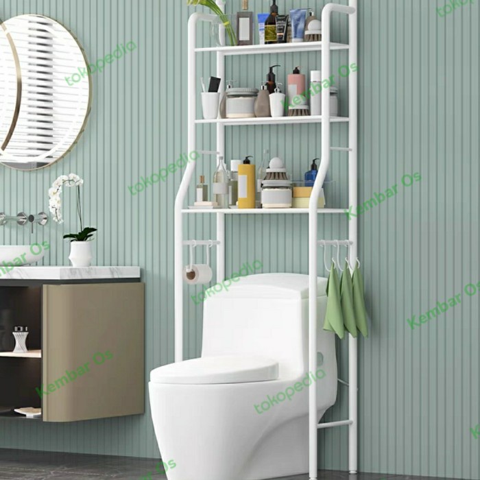 Rak Toilet Rak Kamar Mandi 3 Susun Kloset Duduk Toto Eco Flush Tempat Sabun Mandi
