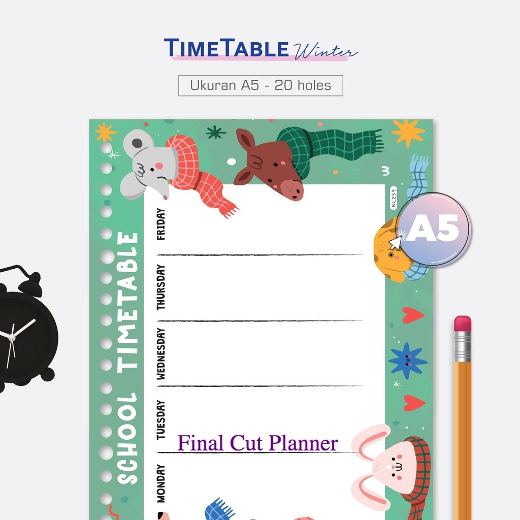 

Bukuqu Loose leaf A5 - NL259 TimeTable Winter - Bookpaper - Kertas Binder - Kertas File .