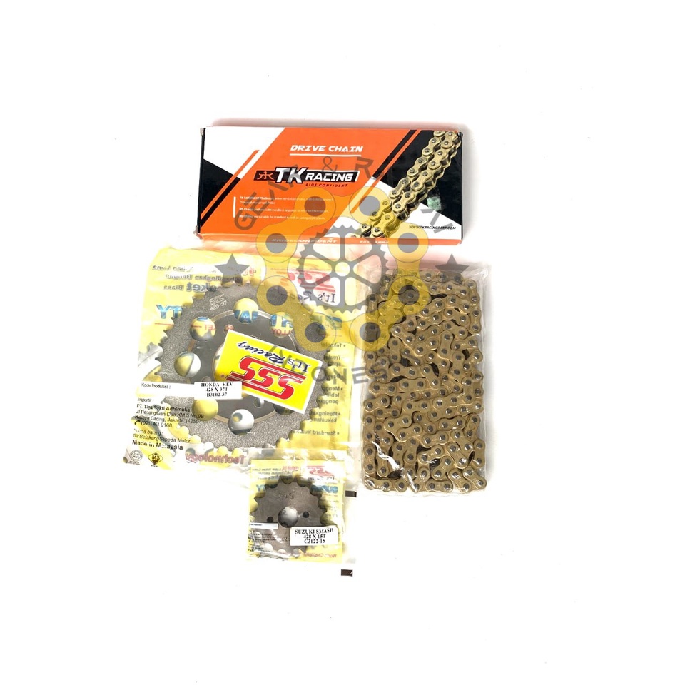 GEAR SET GEARSET RANTAI GOLD 415 / 428  KEV Supra 100 Fit Lama Astrea Grand CS1 Legenda Win SSS TK R