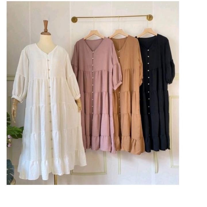 New Stock MIDI DRESS MUTIARA CRINCLE / MIDI DRESS CRINCLE AIRFLOW / MIDI DRESS JAMUR / MIDI DRESS CR