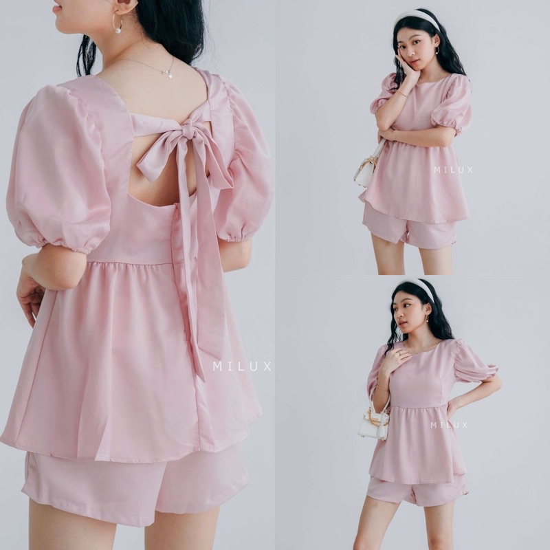 SETELAN ONE SET BABY DOLL ATASAN CELANA IMPORT CUTE MX535