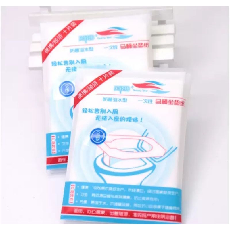 Isi 10 Kertas Alas dudukan Toilet Travel Disposable cover Pelindung Alas Toilet