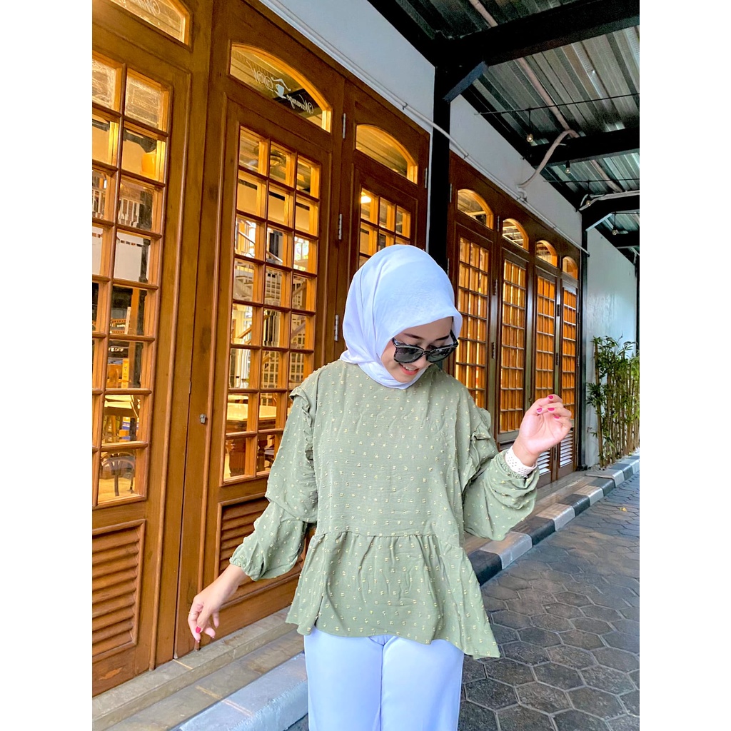 Olla Blouse Crinkle Uragiri Wanita Blouse Casual