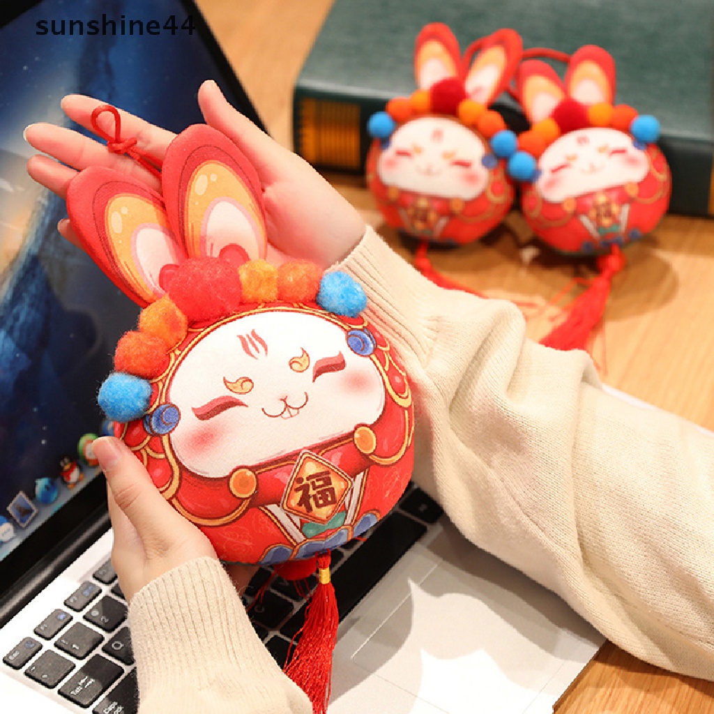 Sunshine Mainan Boneka Plush Kelinci Fu Lucu 2023 Maskot Tahun Baru Cina