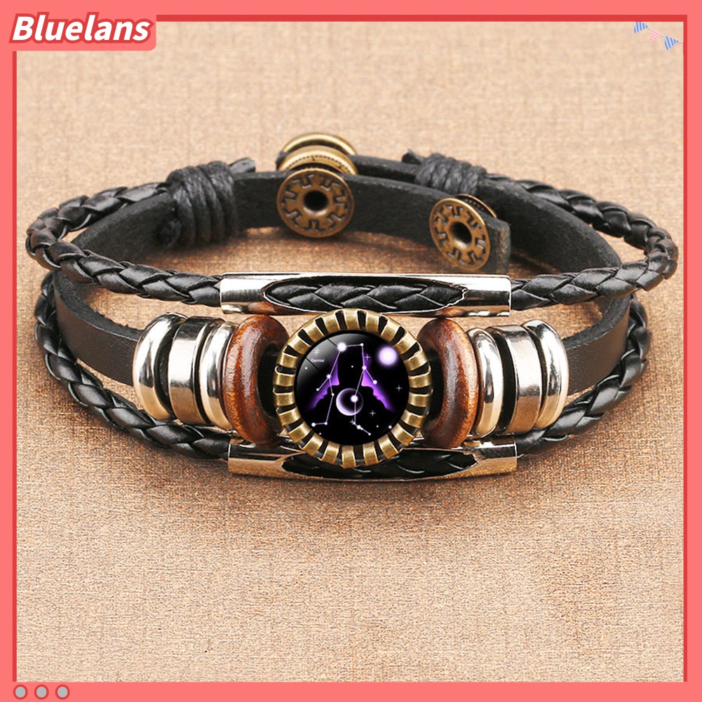 Gelang Multilayer Desain 12 Rasi Bintang Gaya Vintage Untuk Unisex