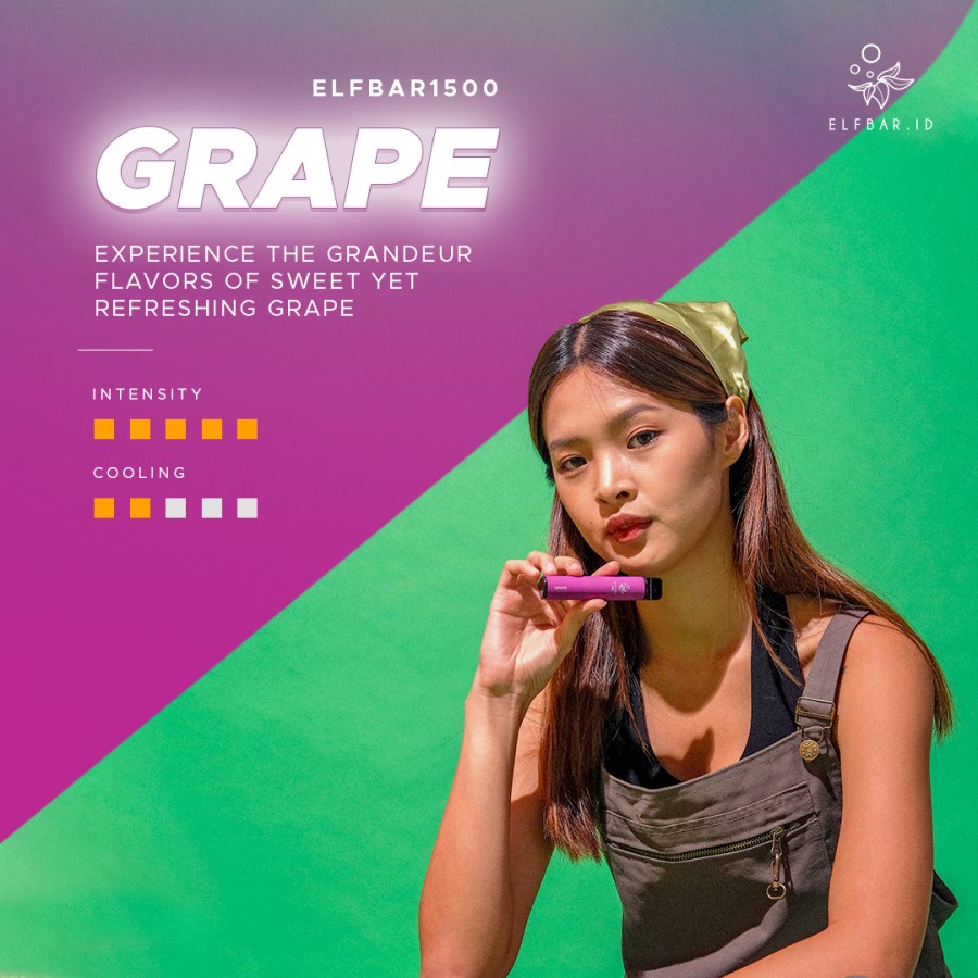 ELFBAR 1500 Puffs Grape | ELF BAR 1500 Disposable Pod Tangy Purple | Vape Sekali Pakai Arief Muhammad | Best Disposable Pods Indonesia | RELX ViFX Gippro FNF Puff