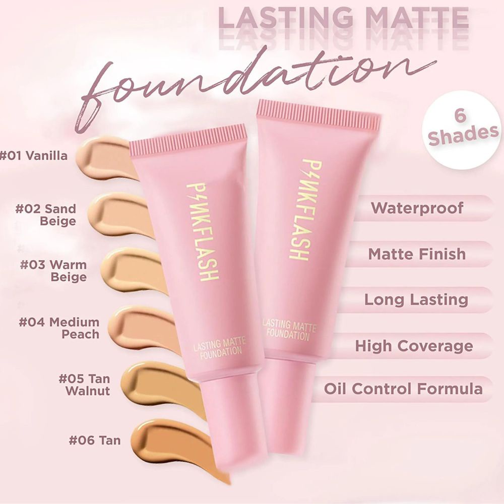 PINKFLASH Lasting Matte Foundation | Pink Flash OhMySelf Lightweight Oil-control BPOM PF-F03 BPOM