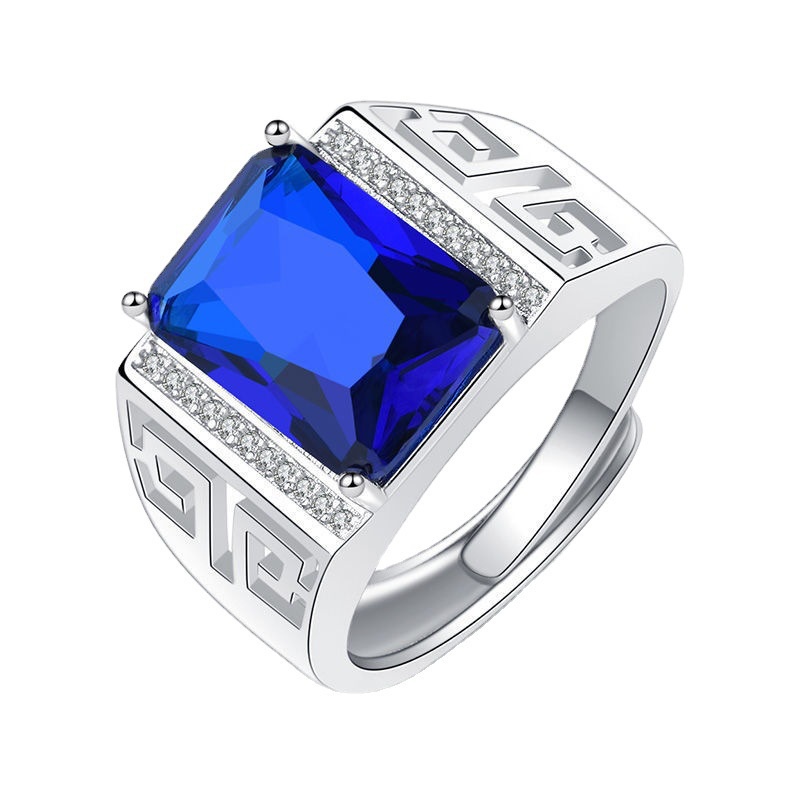 Cincin Model Terbuka Desain Dewa Kerajaan sapphire Imitasi Untuk Pria