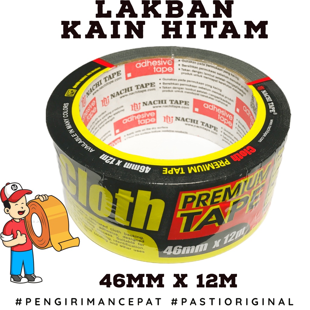 

H7Y [PER 1 DUS] Lakban Kain Hitam Nachi 2 inch 46mm 12M / Cloth HITAM (1 DUS ISI 72 ROL)