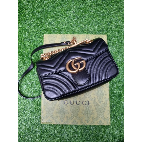 Gucci GG Marmont Mini Metalasse in Black GHW Preloved