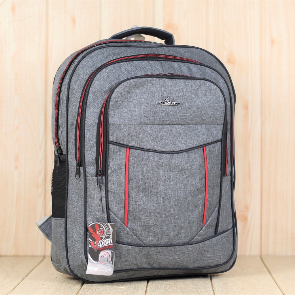 Tas Ransel Sekolah Kerja Backpack Cowok Kantor Polo Denim Abu Murah Tebal Tas Polo