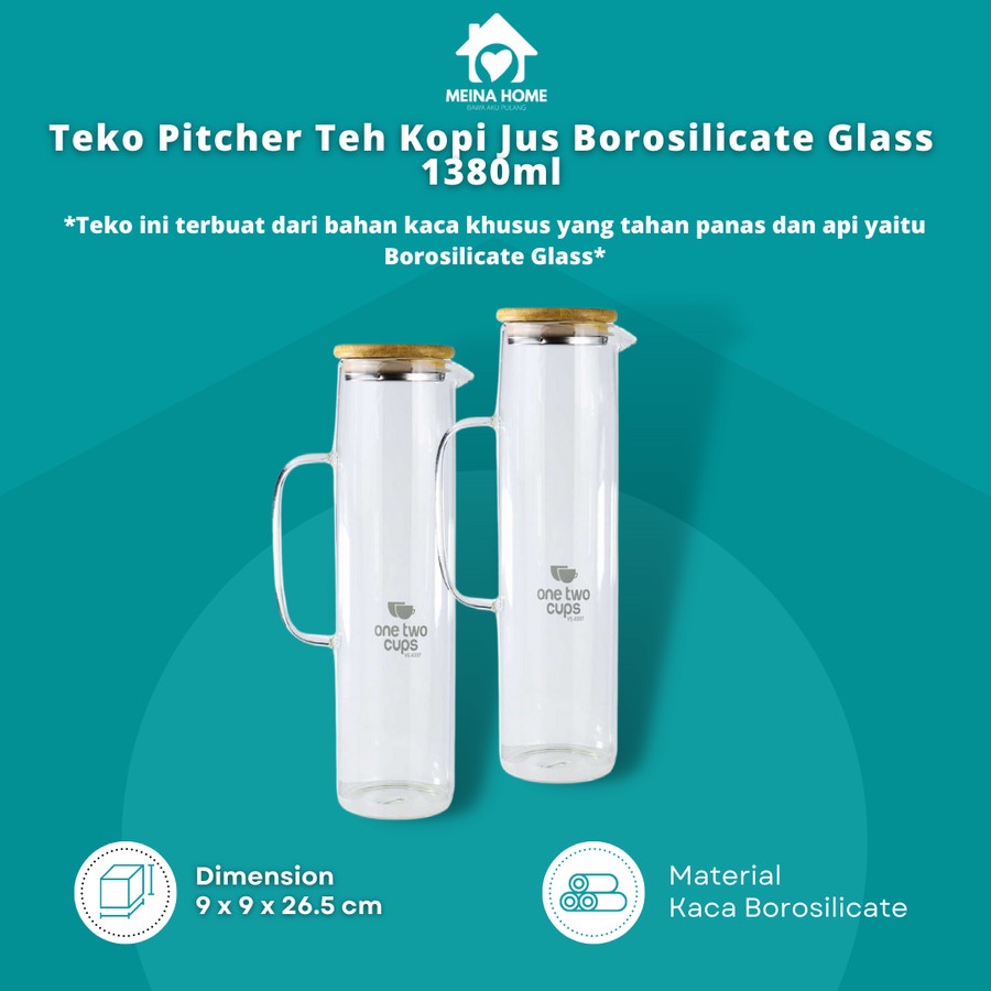 TEKO KACA TAHAN PANAS DAN API / TEKO PITCHER MINUMAN TEH KOPI 1380ML