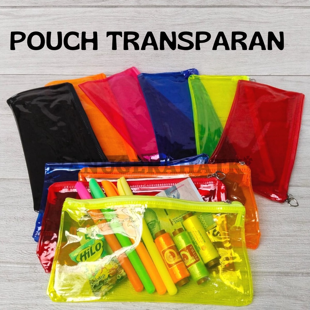 

Tepak / Tempat Pensil Resleting Florecent Bening Transparant