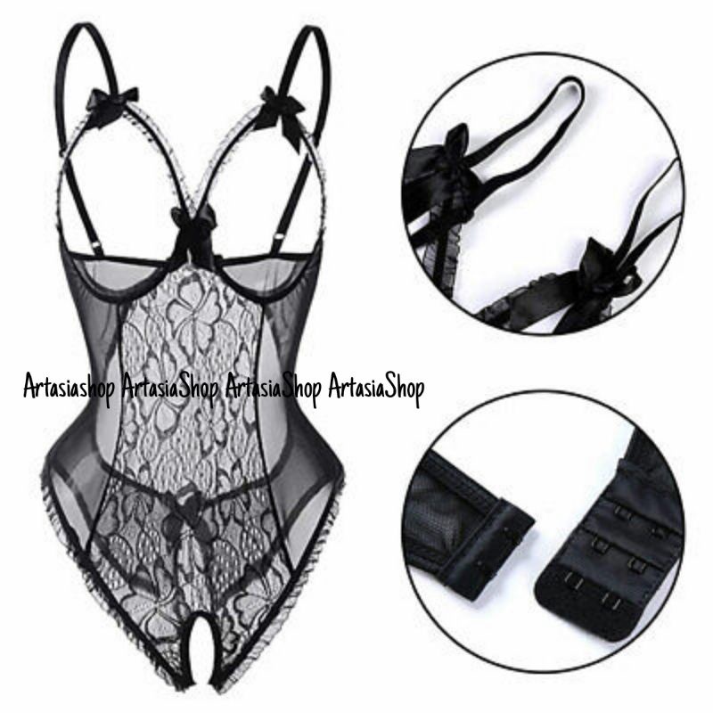 Lingerie Bodysuit Open Bust Lingerie One Pieces- 3XL 2XL XL L Lingerie Ukuran Besar Seksi TeddiesOpe