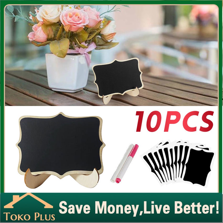 

10Pcs Papan Tulis Kapur Kecil Mini Chalkboard Blackboard Papan Tulis Meja Mini Beserta Dudukan BlackBoard Standing Papan Tulis Kapur Menu Cafe Mini