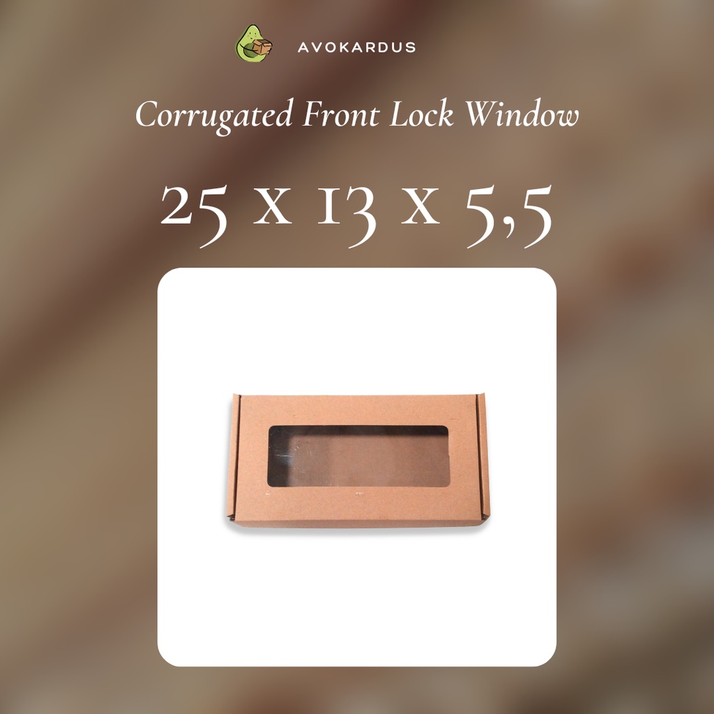 

Kardus Corrugated Window 25x13x5,5 Front Lock Kotak Dus Brownies Die Cut Mika